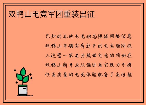 双鸭山电竞军团重装出征